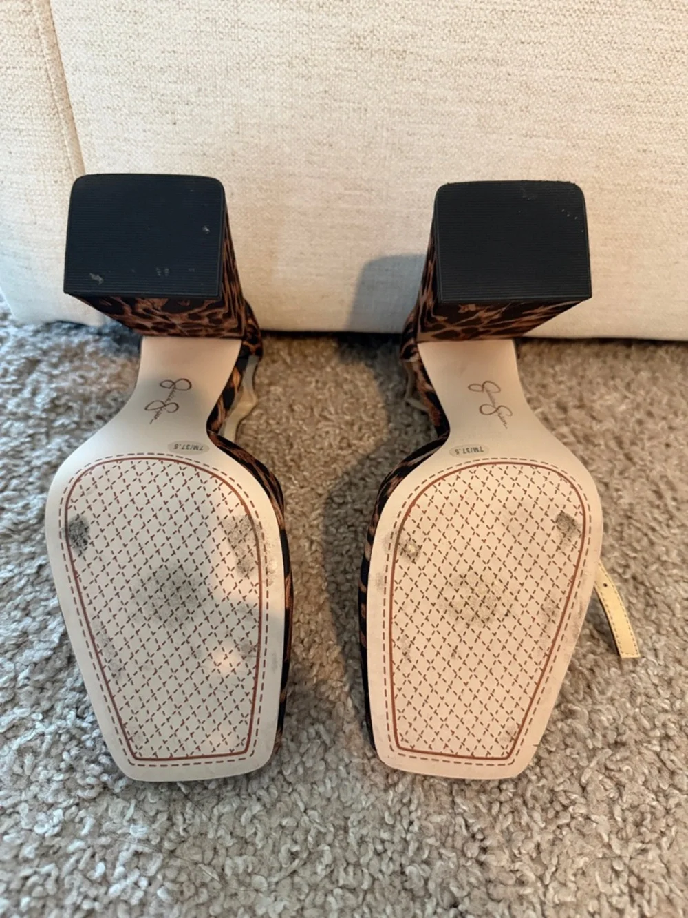 Jessica Simpson Leopard Print Ankle-Strap Platform Block Heels - Brown/Black - Picture 4 of 4